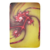 Rote Fraktal-Eidechse auf weich ockerfarbener Text Badematte (Vorderseite Vertikal)