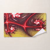 Rote Fraktal-Eidechse auf weich ockerfarbener Text Badhandtuch Set (Handtuch)