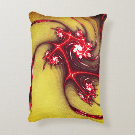 Rote Fraktal-Eidechse auf weich ockerfarbener Text Dekokissen