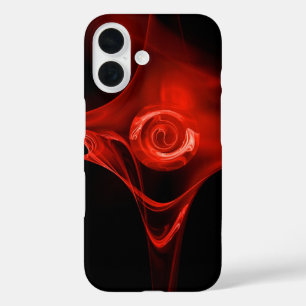 ROTE FRAKTAL ROSE IN SCHWARZ iPhone 16 HÜLLE