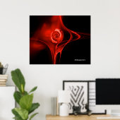 ROTE FRAKTAL ROSE IN SCHWARZ POSTER (Heimbüro)