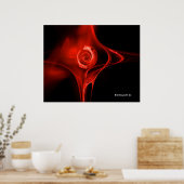 ROTE FRAKTAL ROSE IN SCHWARZ POSTER (Küche)