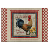 Rote Franzosen Country Rooster Le Poulet Schneidebrett (Vorderseite)
