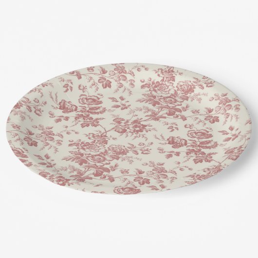 Rote französische Leinwand Blumenpapier Teller (Schrägansicht)