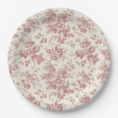 Rote französische Leinwand Blumenpapier Teller (Vorderseite)