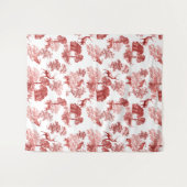 Rote französische Toile-Hirsch-Fuchs-Wald-Muster-T Wandteppich (Vorderseite (Horizontal))