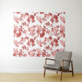 Rote französische Toile-Hirsch-Fuchs-Wald-Muster-T Wandteppich (Beispiel (Horizontal))