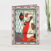 Rote Frau Feiertagskarte (Vorderseite)
