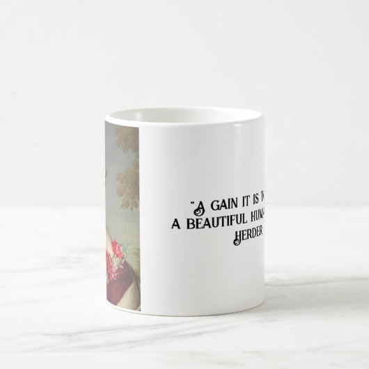 Rote Frau mit Blume und Zitat. Kaffeetasse (Mittel)