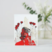 Rote Frau mit Rote Rosen Postkarte (Stehend Vorderseite)