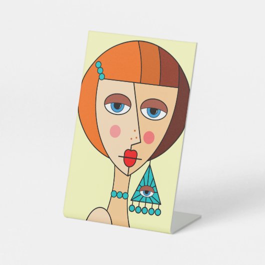 Rote Frauen - Schöner Kubismus Sockelschild (Vorderseite)