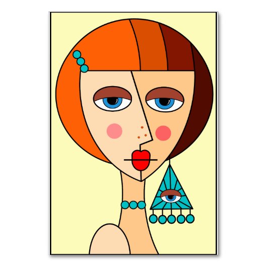 Rote Frauen - Schöner Kubismus Tischnummer (Vorderseite)