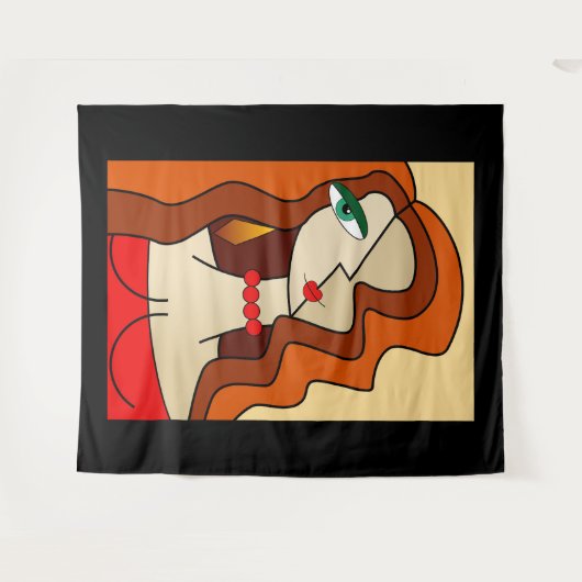 Rote Frauen - Schöner Kubismus Wandteppich (Vorderseite (Horizontal))