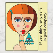 Rote Frauen - Schöner Kubismus Weinetikett (Einzelnes Label)