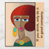 Rote Frauen - Schöner Kubismus Weinetikett (Einzelnes Label)