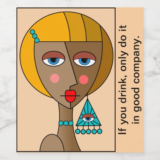 Rote Frauen - Schöner Kubismus Weinetikett (Einzelnes Label)