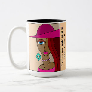 Rote Frauen - Schöner Kubismus Zweifarbige Tasse