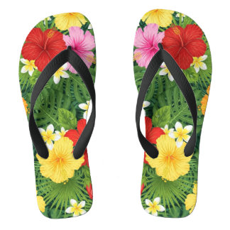 Rote Frauenschuhe mit Blumenmuster – Blumige Hauss Badesandalen