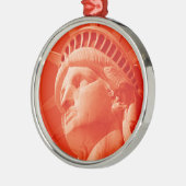Rote Freiheitsstatue Silbernes Ornament (Links)