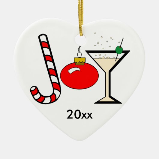 Rote Freude an der Weihnachtsandenken-Verzierung Keramik Ornament (Vorne)