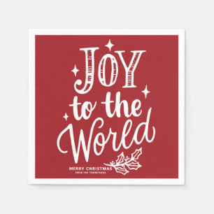 Rote Freude auf der Welt Schriftzug Weihnachten Serviette