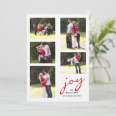 Rote Freude, Foto Collage Weihnachtsfeiertag Feiertagskarte (Stehend Vorderseite)