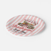 Rote Frisch-auf-dem-Markt-Brautparty Pappteller (Schrägansicht)