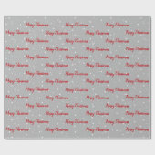 Rote frohe Weihnachten auf Schneeflocken Geschenkpapier (Flach)