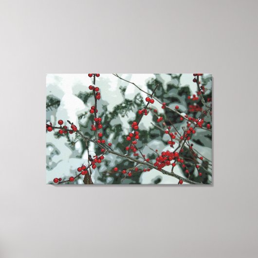 Rote Frozen Berries Winter Gestricke Leinwand Art (Vorderseite)