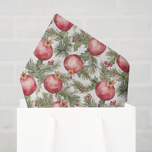 Rote Frucht Granatapfel Weihnachten Seidenpapier (Geschenktüte)