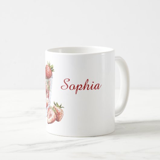 Rote Fruchte Erdbeeren Glas Kaffeetasse (VorderseiteRechts)