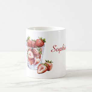 Rote Fruchte Erdbeeren Glas Kaffeetasse