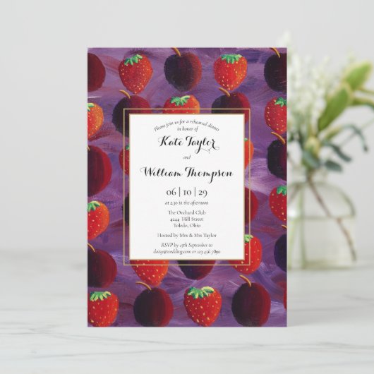 Rote Früchte Land Elegante Probe Abendessen Einladung (Stehend Vorderseite)