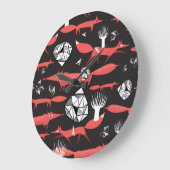 Rote Füchse: Dunkler Hintergrund Nahtlos. Große Wanduhr (Winkel)