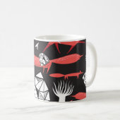 Rote Füchse: Dunkler Hintergrund Nahtlos. Kaffeetasse (VorderseiteRechts)