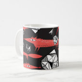 Rote Füchse: Dunkler Hintergrund Nahtlos. Kaffeetasse (Vorderseite Links)