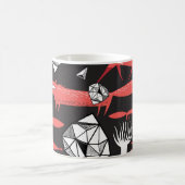 Rote Füchse: Dunkler Hintergrund Nahtlos. Kaffeetasse (Mittel)