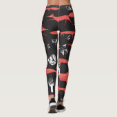Rote Füchse: Dunkler Hintergrund Nahtlos. Leggings (Rückseite)
