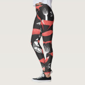 Rote Füchse: Dunkler Hintergrund Nahtlos. Leggings (Links)