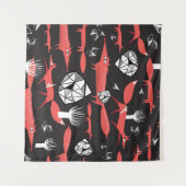 Rote Füchse: Dunkler Hintergrund Nahtlos. Wandteppich (Vorderseite (Horizontal))