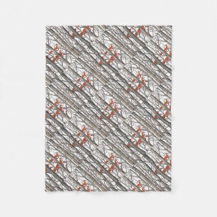 Rote Füchse in der Holzkunst Schöne Wohngestaltu Fleecedecke