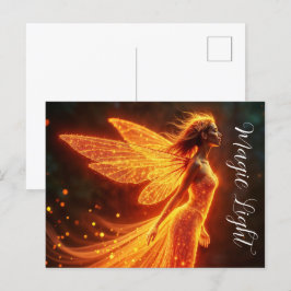 Rote funkelnd feurige Girl Fantasy Glitzer Magie Postkarte