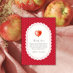 Rote funkelnde Herbst-Vintage-Apfel-Baby-Party Dankeskarte
