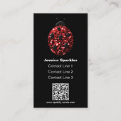 Rote funkelnde Marienkäfer QR-Code-Monogramm schwa Visitenkarte (Vorderseite)