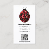 Rote funkelnde Marienkäfer QR-Code Monogramm weiß Visitenkarte (Vorderseite)