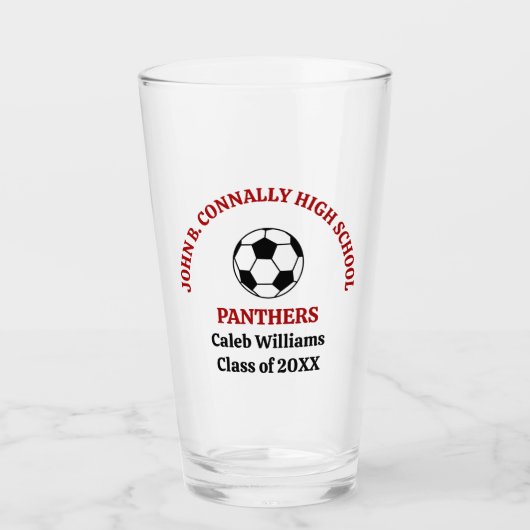 Rote Fußballmannschaft der High School personalisi Glas (Vorderseite)
