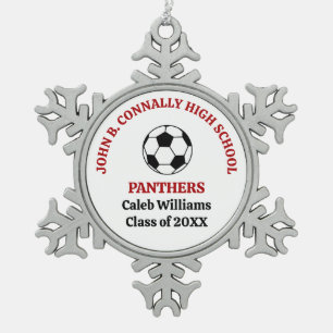 Rote Fußballmannschaft der High School personalisi Schneeflocken Zinn-Ornament