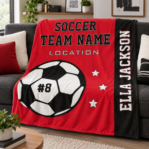 Rote Fußballmannschaft Name und Spieler Fleecedecke