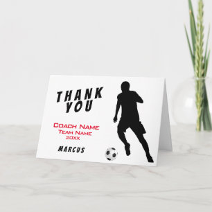 Rote Fußballspieler Danke Trainer Karte