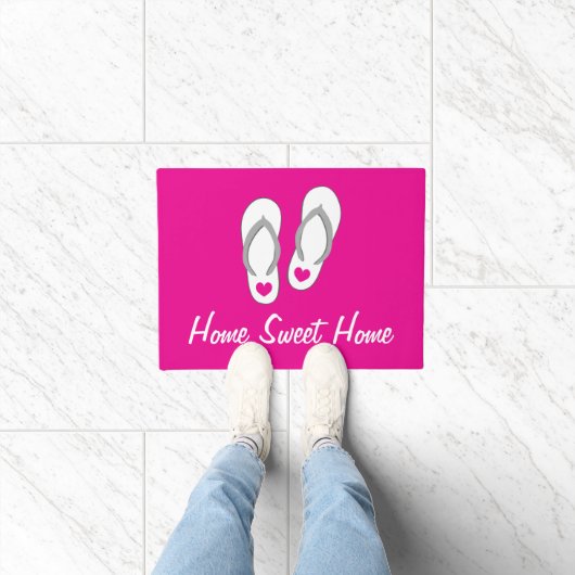 Rote Fußmatte mit süßem Strand-Flip-Flops-Design (Indoor)